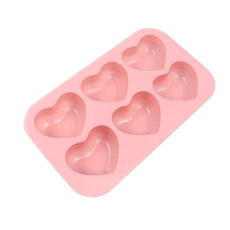 Khuôn Silicone 6 Ngăn Tạo Hình Trái Tim Trang Trí Bánh