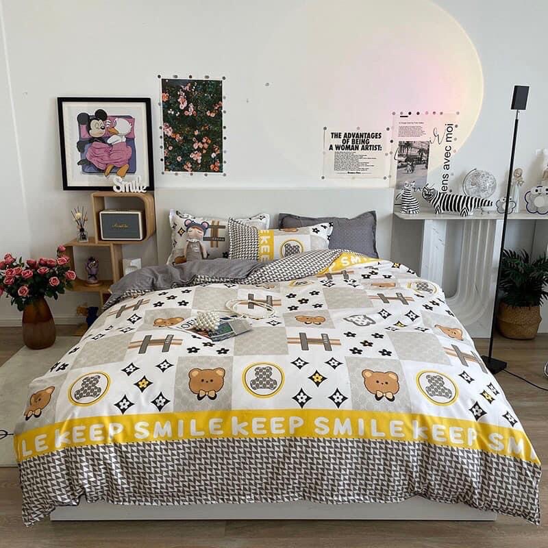 [xả kho nghỉ bán] bộ chăn ga gối cotton mềm mịn combo 5 món