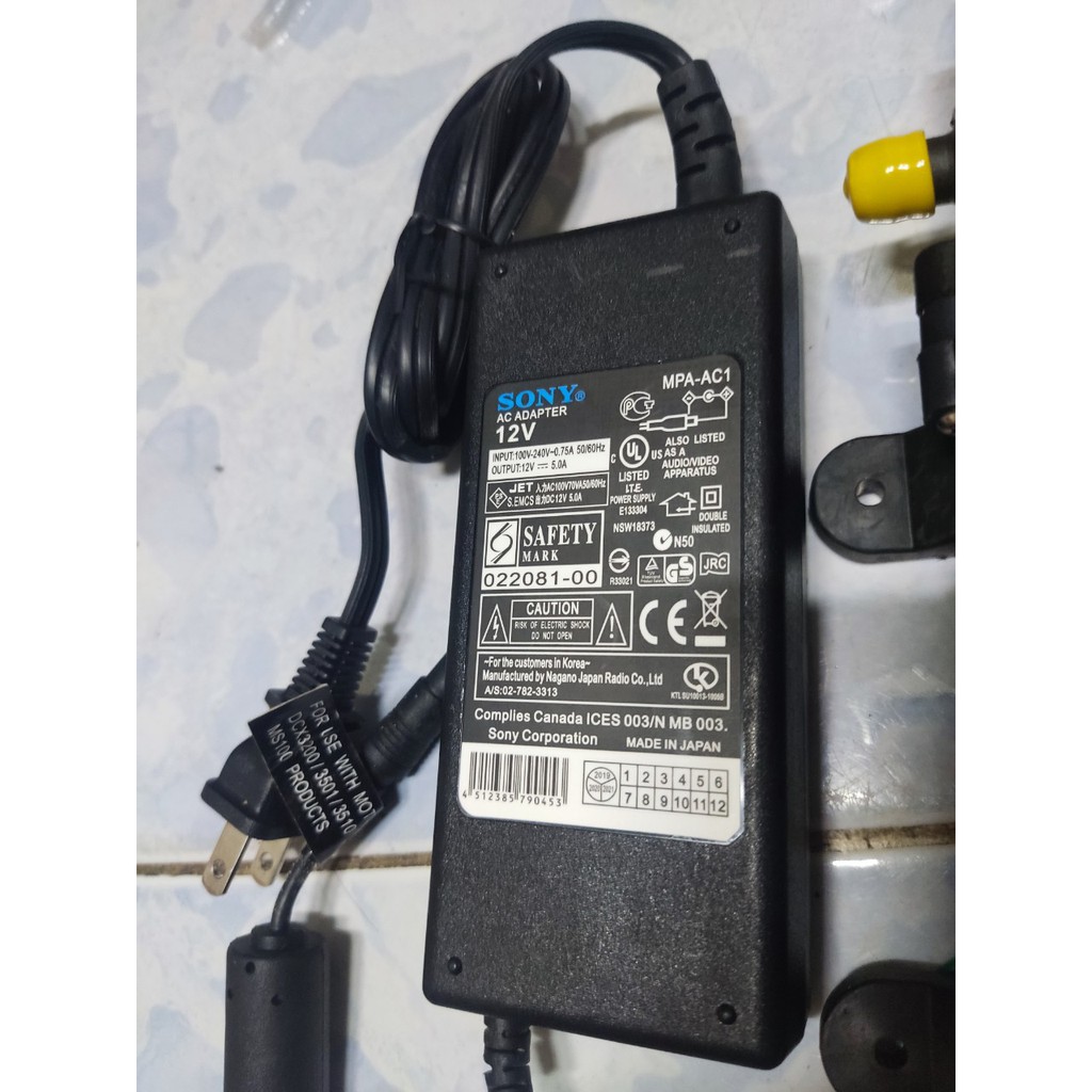 Adapter SONY (hàng bãi Nhật) 12v-5A-MEANWELL 12v 8.5A - dùng cho bơm mini 12v Đơn và ĐÔI