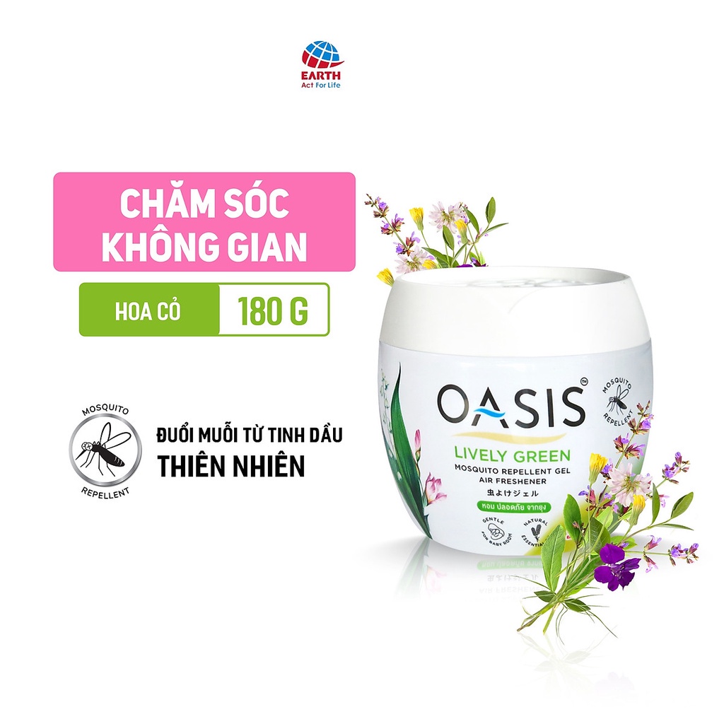 Sáp thơm đuổi muỗi OASIS Hương hoa Huệ Tây 180gr chất lượng Thái Lan cao cấp mosquito repellent gel Lively Green