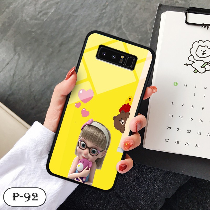 Ốp lưng kính 3D Samsung Galaxy Note 8- hình cute