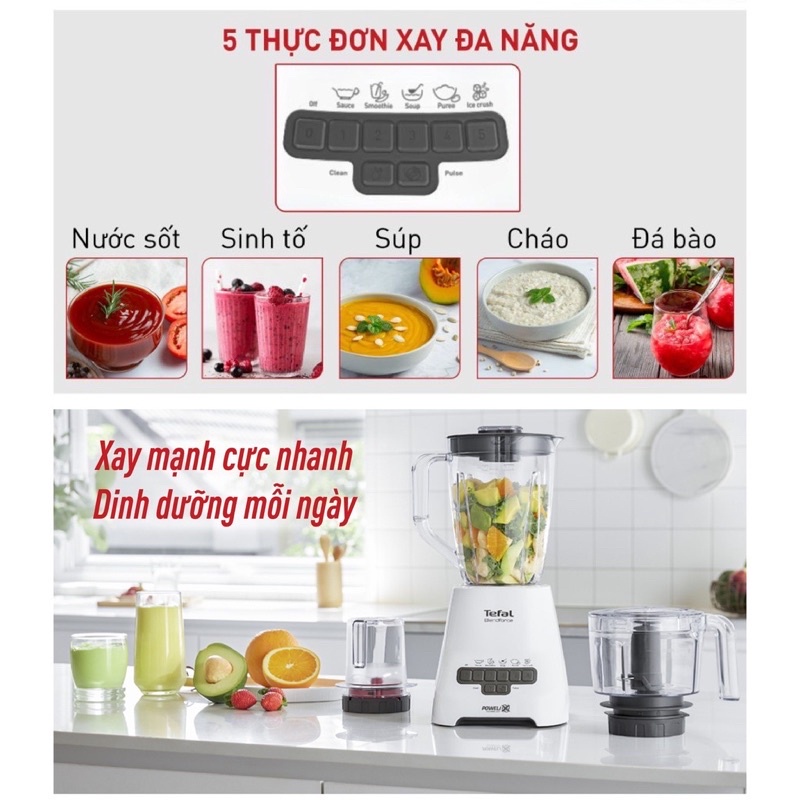 Máy Xay Sinh Tố Tefal BL47YB66 2L 3 Cối Hàng Chính Hãng (Bảo Hành Toàn Quốc 2 Năm)