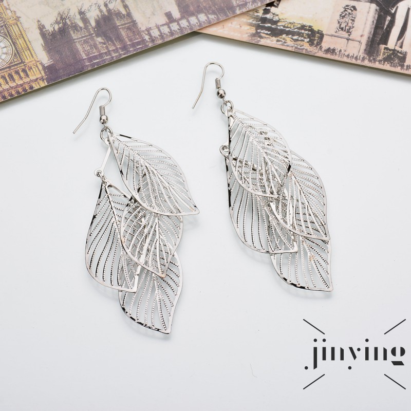 Bông tai kim loại GETNOIVAS hình lá thời trang đường phố Châu Âu cho nữ
