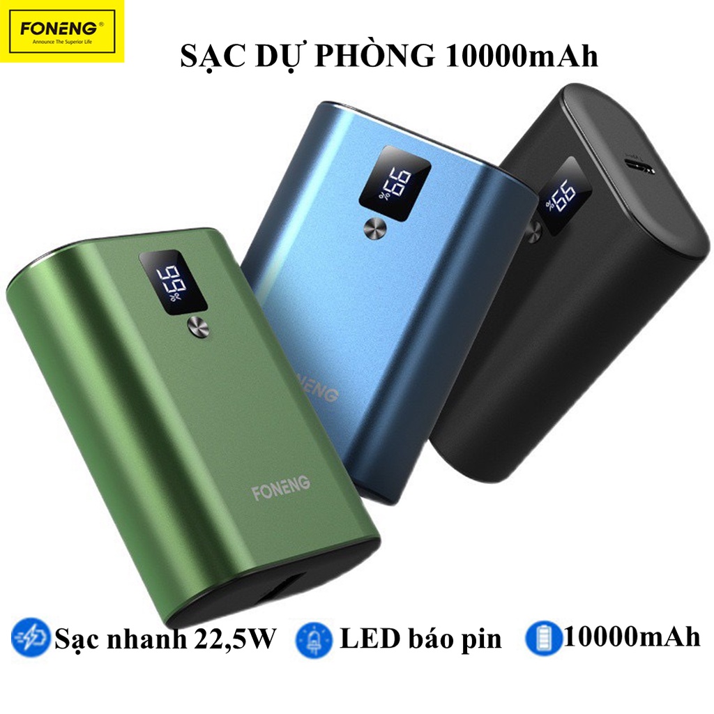Pin dự phòng FONENG Q19 22,5W, Hỗ trợ sạc nhanh Full Đời Máy, Vỏ Hợp Kim Cao Cấp-Bảo hành 12 tháng