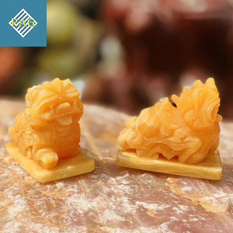 Cặp Tỳ Hưu Tài Lộc Đá Ngọc Hoàng Long Size 10cm - Vật Phẩm Phong Thuỷ Chiêu Tài Hút Lộc