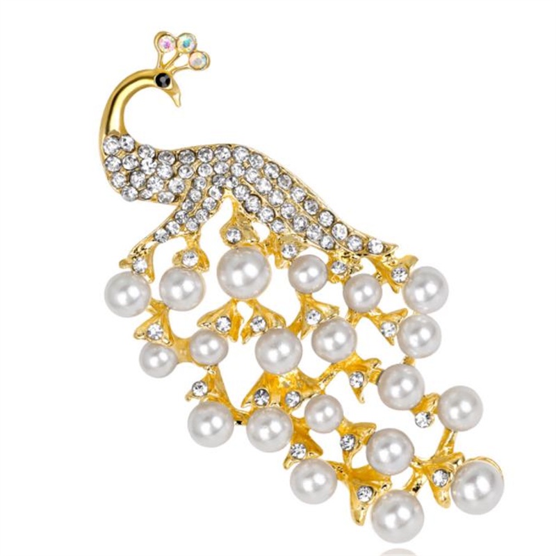 Ghim Cài Áo Hình Chim Công Đính Đá Phong Cách Retro