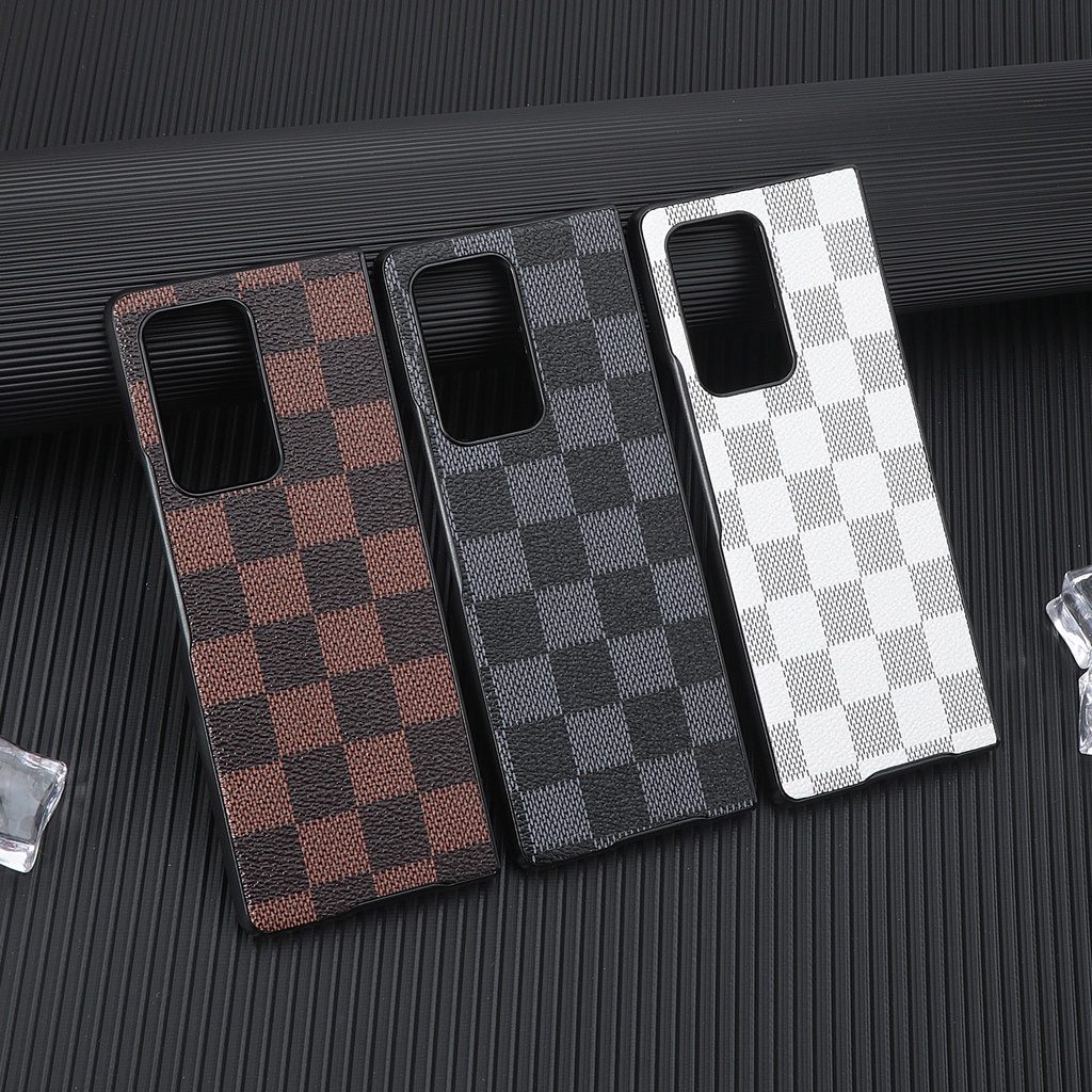 Ốp Điện Thoại Da Sọc Caro Chống Rơi Cho Samsung Galaxy Z Flip 5 4 3 2