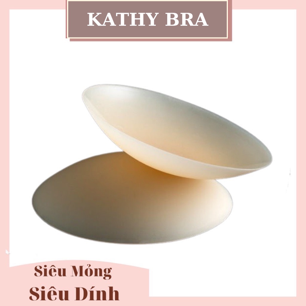 D01 Set 2 Miếng Dán Ngực KATHY BRA Tàng Hình Che Đầu Ti Silicon Trong Suốt Trùng Màu Da Dùng Được Nhiều Lần