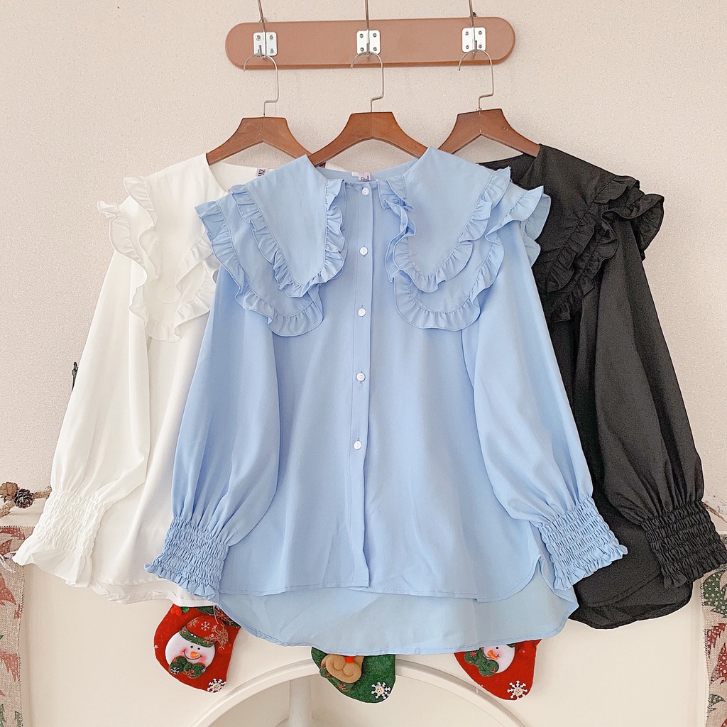 [ẢNH THẬT] - Áo sơ mi phối vạt bèo ulzzang - SM06 - jannahouse