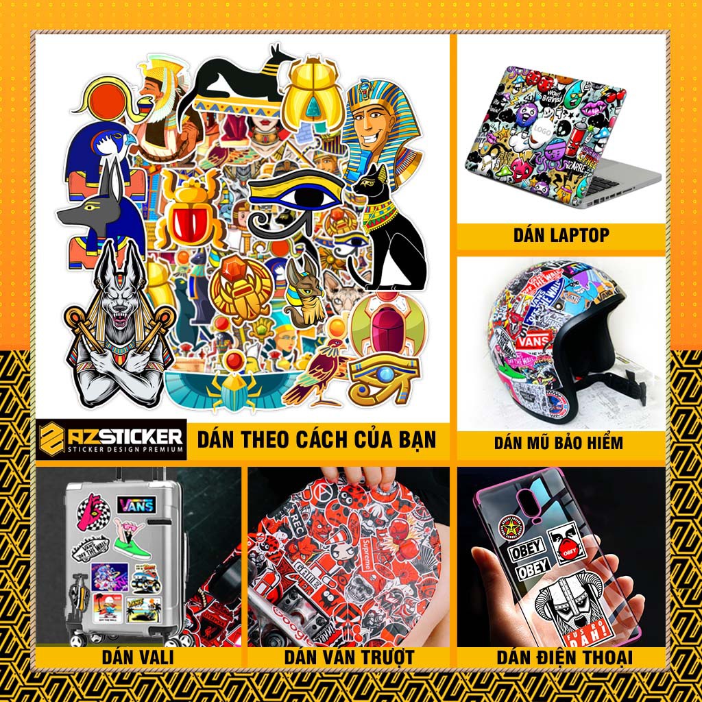 Sticker Ai Cập Cổ Đại Chống Nước Cắt Sẵn | STK29 | Hình Dán Sticker Dán Laptop Điện Thoại Mũ Bảo Hiểm Vali Đàn Guitar