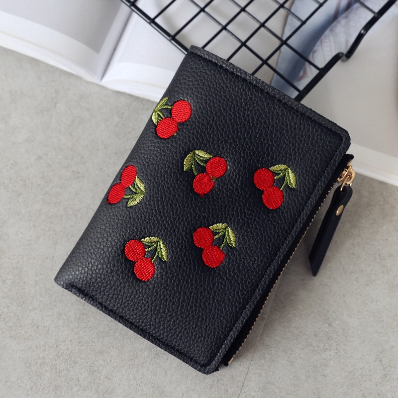 IELGY Ví nữ thêu hình quả cherry