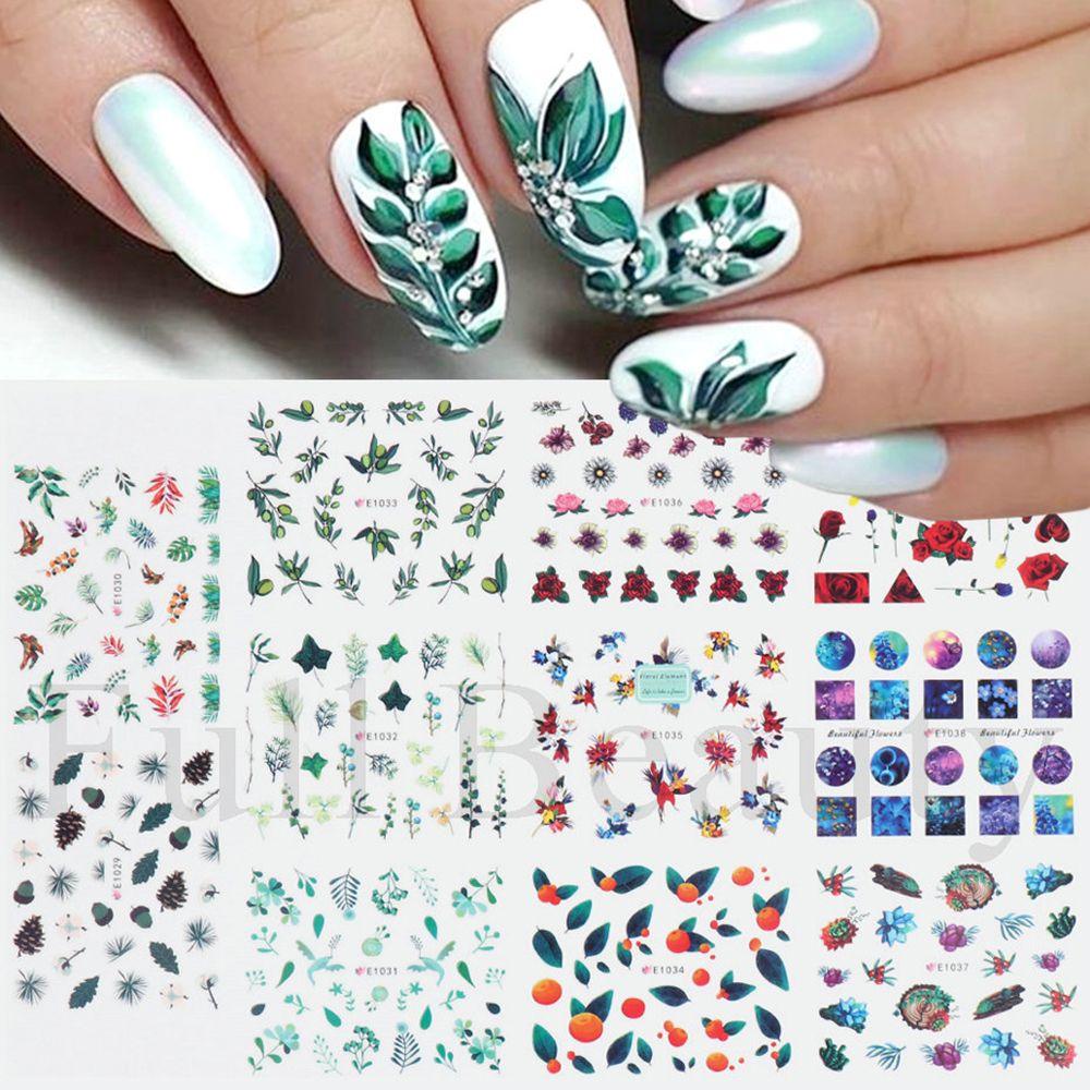 Miếng Dán Trang Trí Móng Tay In Hoa Lá Xinh Xắn