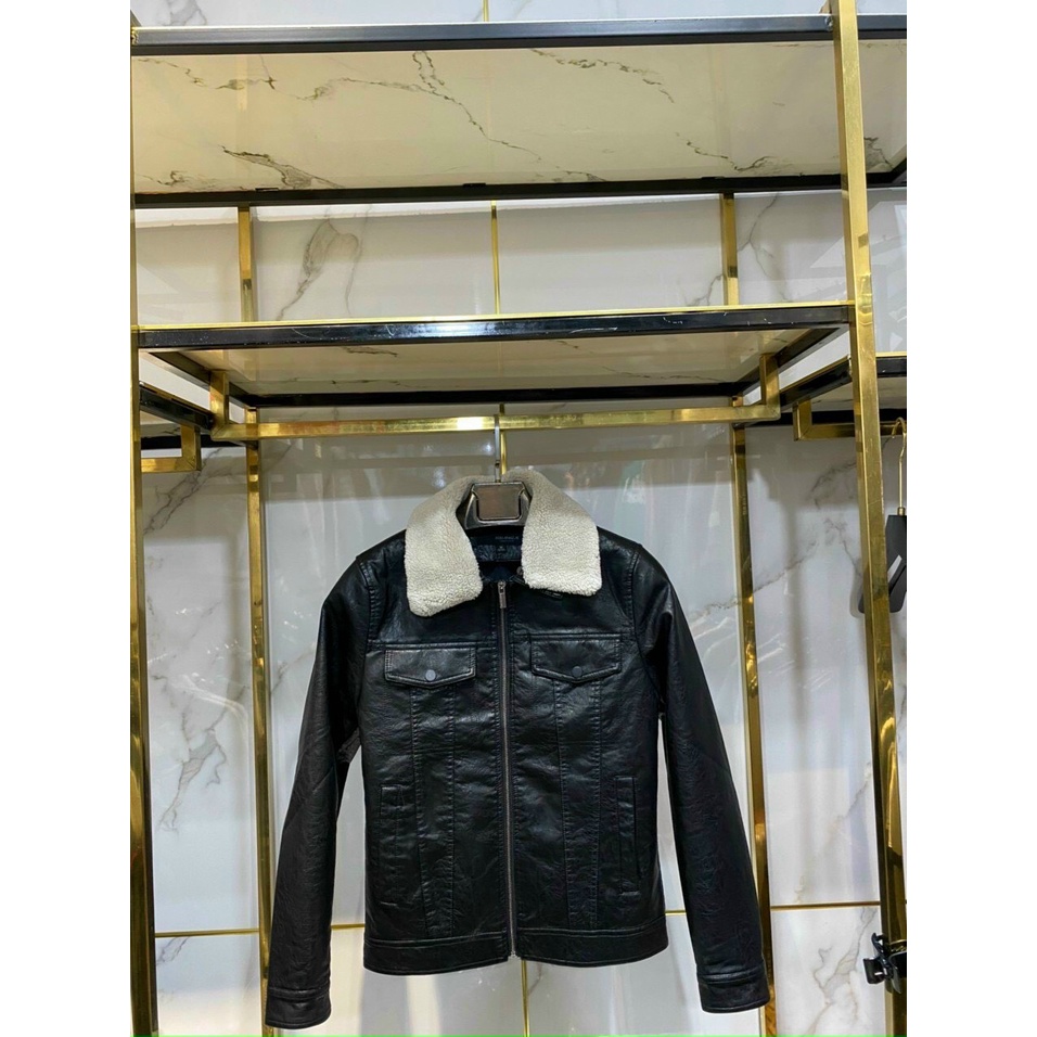 Áo khoác da nam cổ lông,lót lông cao cấp mẫu mới nhất 2022,