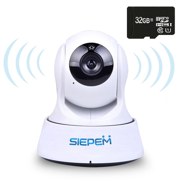 Camera Siepem S6219Y 1.0MP Dùng App P2Pcamplus Xoay Theo Sự Chuyển Động + Thẻ Nhớ 32Gb