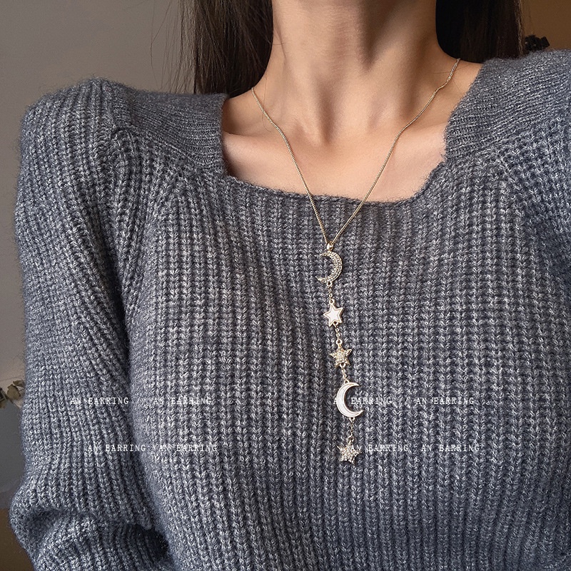 Vòng cổ Mặt Ngôi Sao Và Mặt Trăng Đính Đá 2022 Sang Trọng