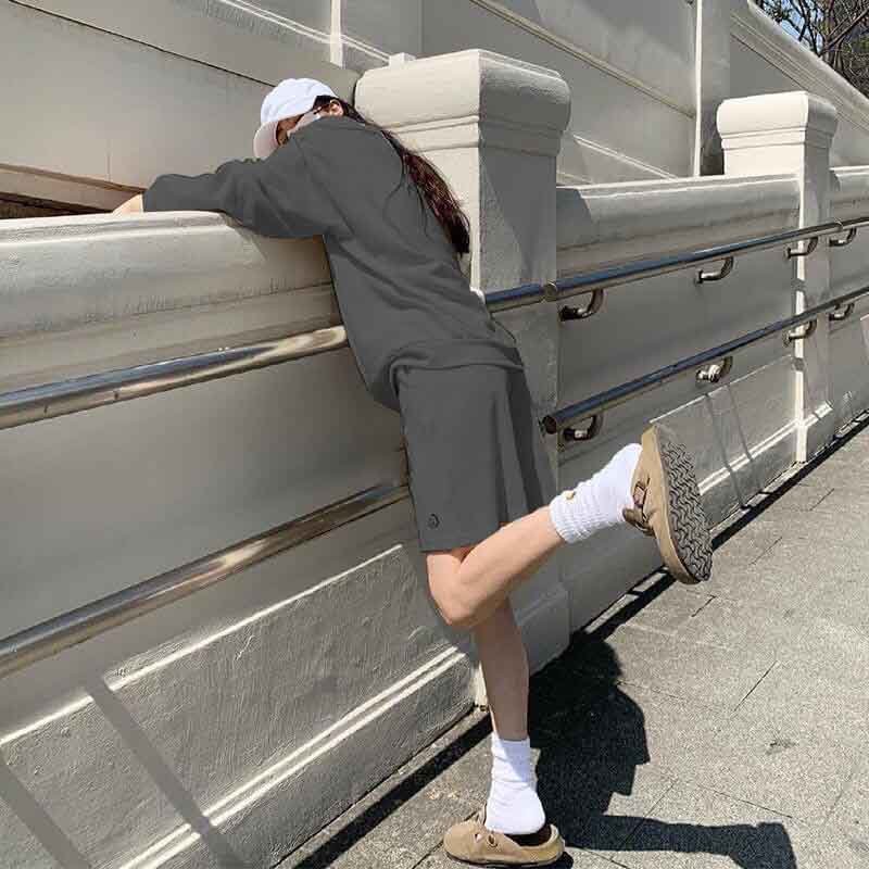 Bộ Tổ Ong Dài Tay Thêu Mặt Cười PEONYB Unisex [FREESHIP] Set quần sooc kèm áo thun dài tay form rộng kiểu dáng hàn quốc