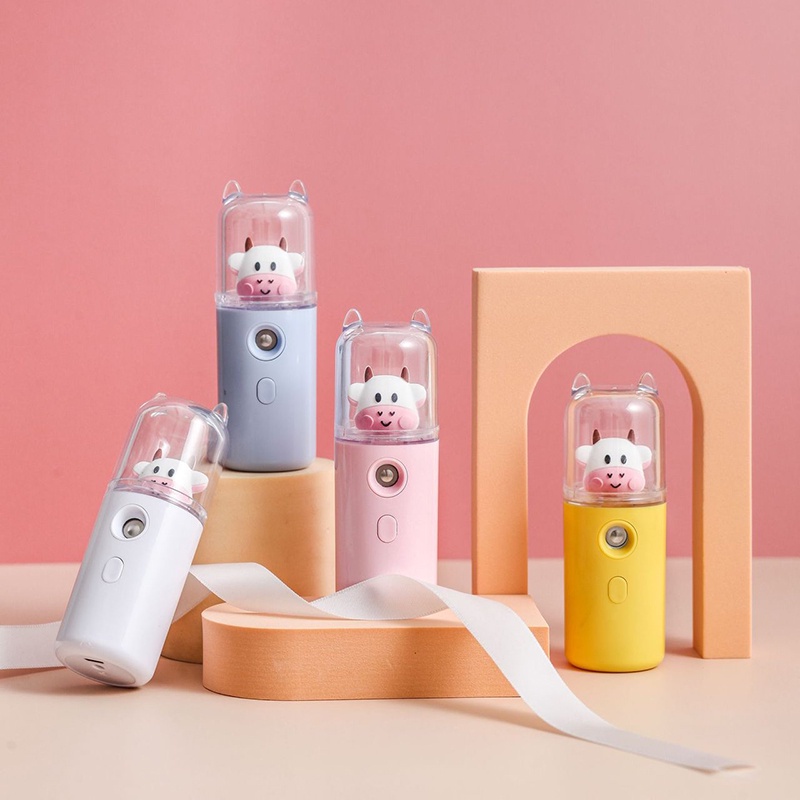 [Hàng mới về] Máy phun sương tạo độ ẩm cầm tay họa tiết động vật hoạt hình sạc cổng USB dễ thương