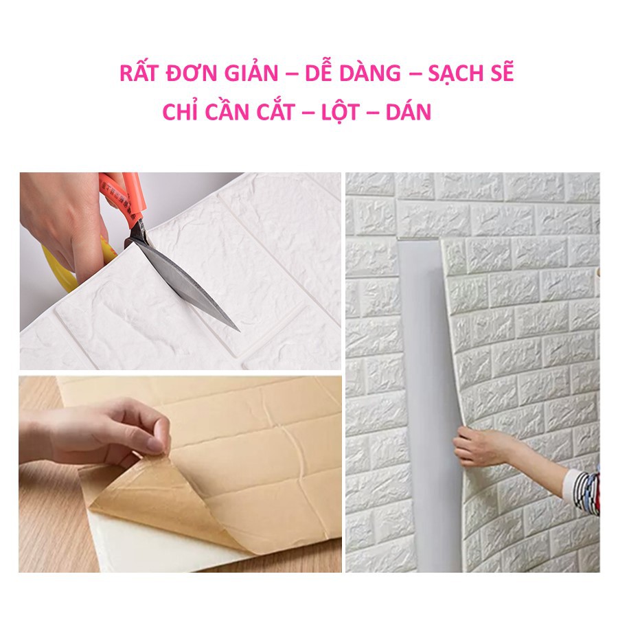 Xốp dán tường giả gạch 3d giá rẻ chống ẩm mốc siêu dính khổ lớn 70x77 cm