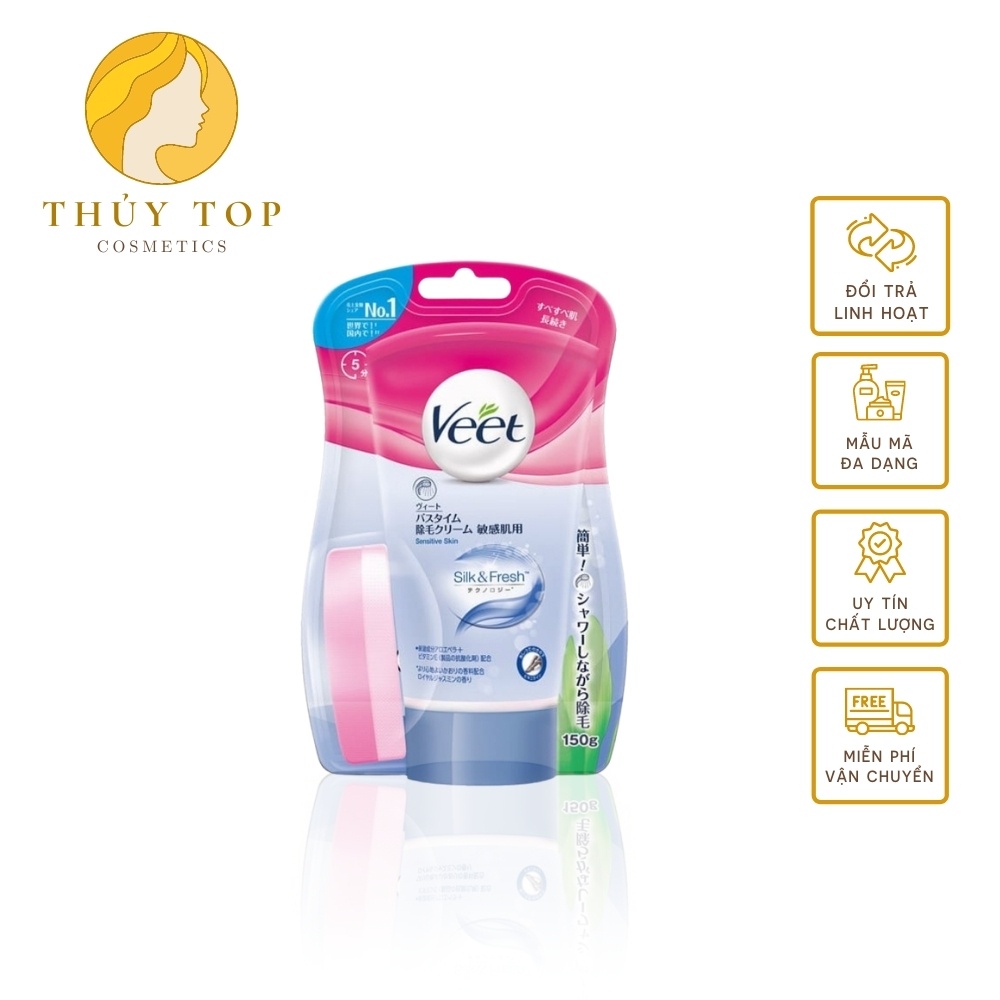 Kem Tẩy Lông Veet Nhật Bản Chiết Xuất Hoa Hồng, Hoa Cúc Giúp Tẩy Sạch Các Sợi Lông Cứng, Làm Nhạt Màu Lông