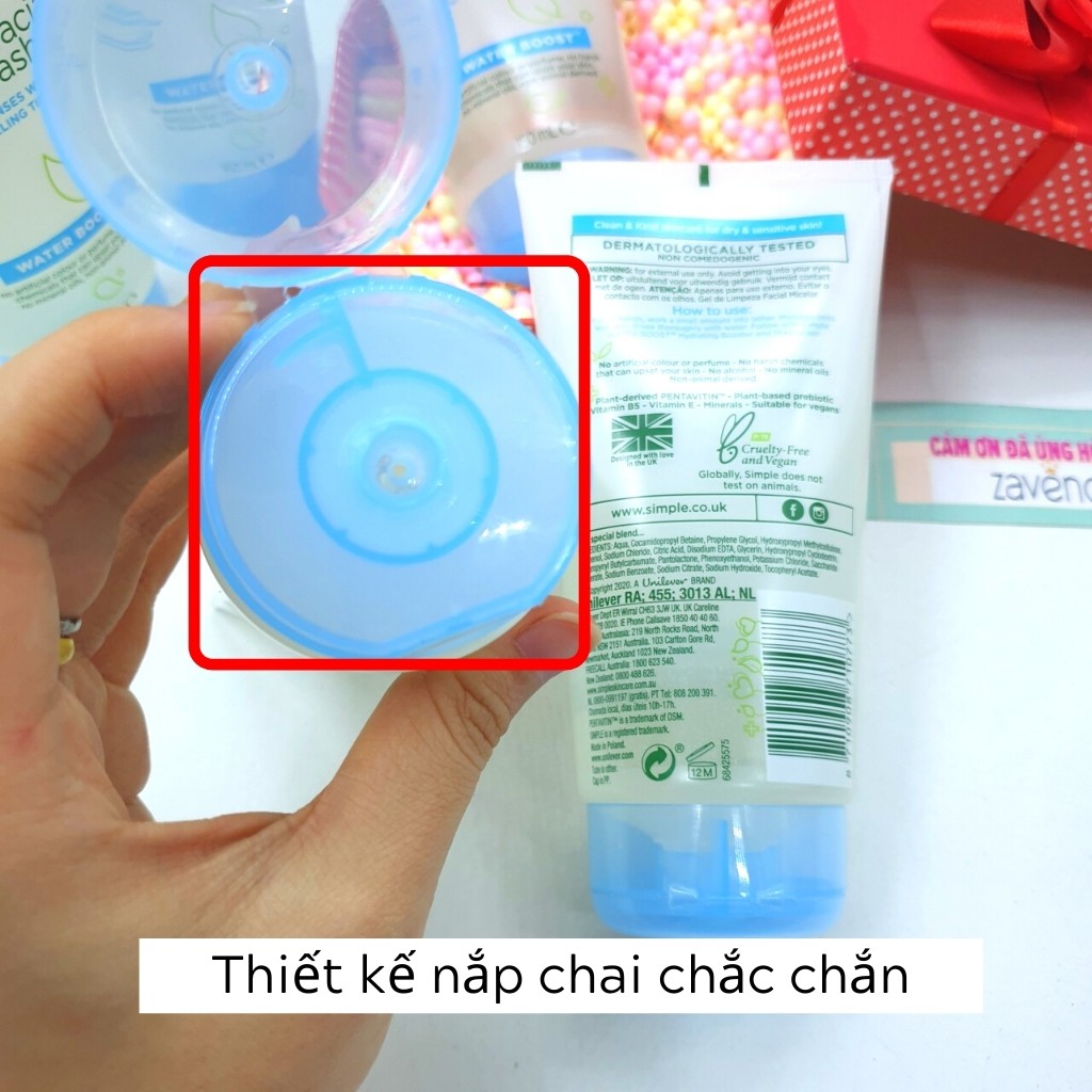 Sữa rửa mặt SIMPLE Water Boost Micellar Facial Gel Wash Làm Sạch Sâu Cấp Nước Mềm Da ( 150ml ) | BigBuy360 - bigbuy360.vn