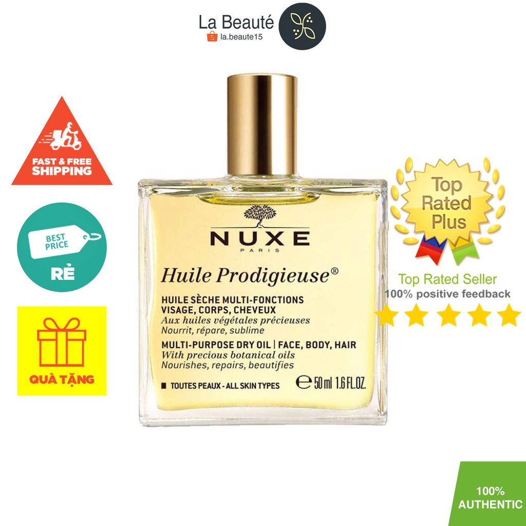 Nuxe Huile Prodigigieuse, Or, Florale - Dầu Khô Đa Năng Không Nhũ, Có Nhũ, Hương Hoa (50ml ~ 100ml)