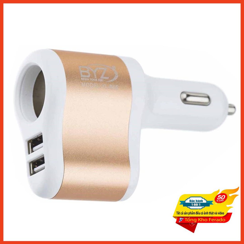 [ Siêu rẻ ] Tẩu sạc ô tô 2 cổng usb + 1 cổng tẩu sạc BYZ YL-805