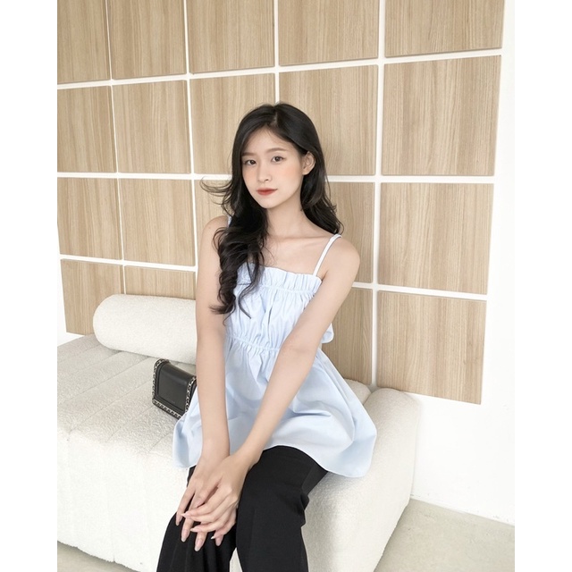 YU CHERRY | Áo dây nhún ngực bảng bự co dãn Ana Shirred Top YA426