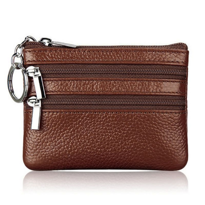 RUN  Women Men Leather Coin Purse Card Wallet Clutch Double Zipper Small Change Bag