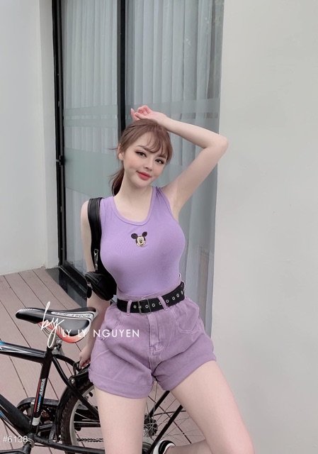 Áo Ba Lỗ Nữ - Áo Hai Dây Phông Thun Ngược Croptop Nữ Đi Biển