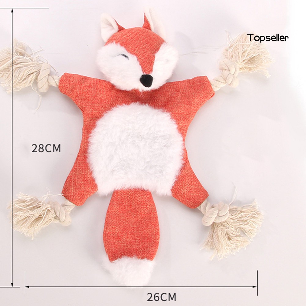 Top_Pet Dog Puppy Cute Squirrel Fox Shape Plush Doll Sound Paper Squeak Chew Toy