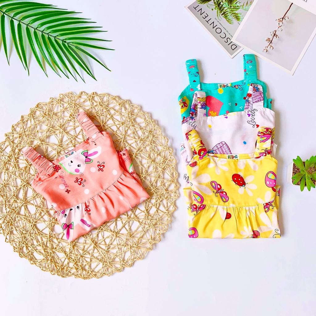 Bộ Áo Quần Bé Gái Mặc Nhà Tôn Lanh  Hai Dây Mỏng Nhẹ Siêu Hè Mát SABAKIDS