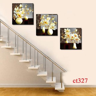 [Xả kho] Tranh tráng gương 3 bức treo cầu thang có khung phong cách hiện đại