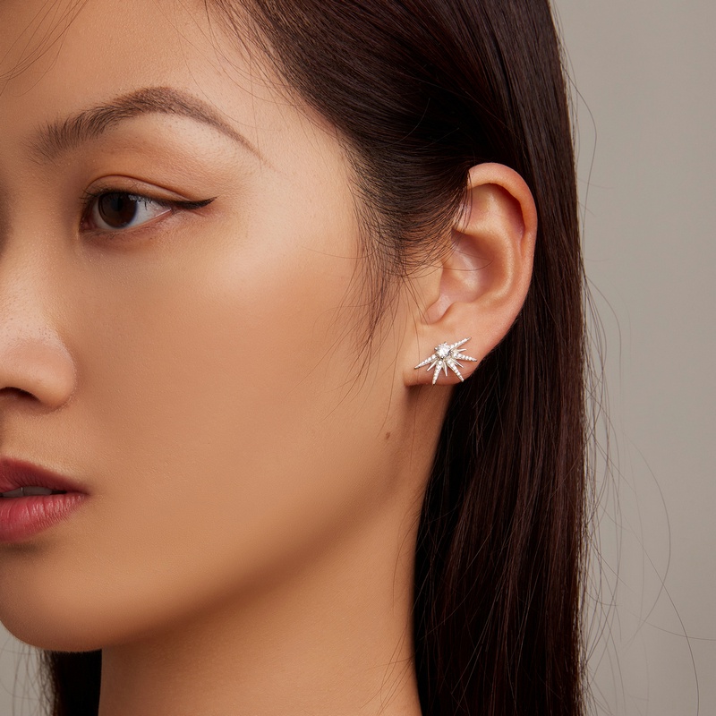 BAMOER Bông Tai Bạc 925 HìNh Ngôi Sao ThờI Trang