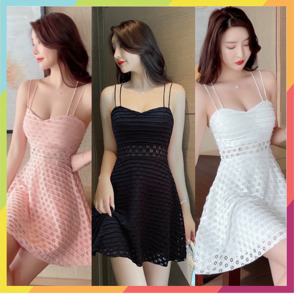 Váy đầm nữ ❤️ FREESHIP ❤️  Váy 2 dây dáng xòe có mút ngực siêu xinh