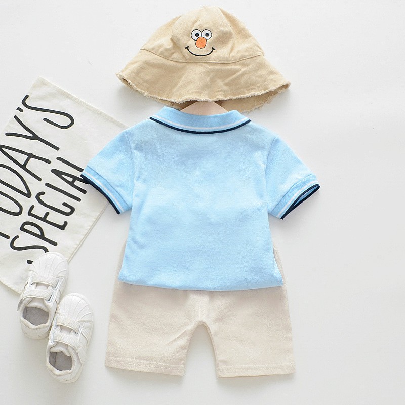 Mã BB63 set đồ bé trai phối quần vải đũi và áo tshirt cổ sơ mi, áo thun có cổ polo