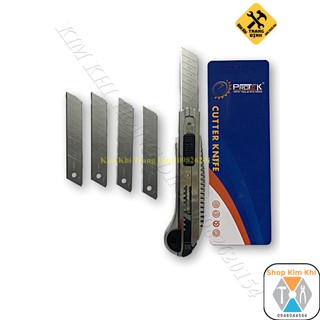 Dao rọc giấy Protek tay cầm chắc chắn kèm 5 lưỡi dự phòng