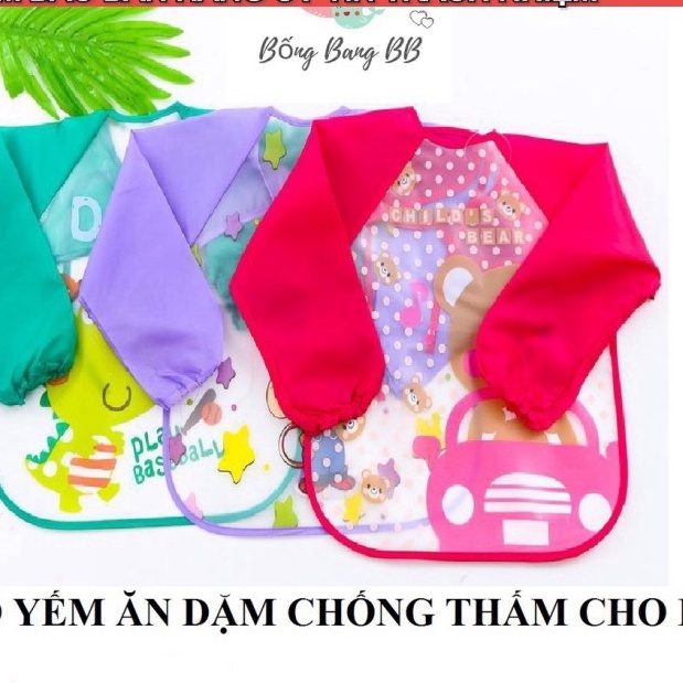 Áo yếm ăn dặm chống thấm cho bé dài tay, yếm ăn dặm dài tay cho bé