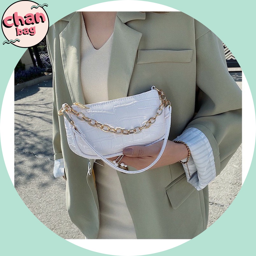 Túi Xách Kẹp Nách Ngọc Trinh Mẫu Mới Nhất, Túi Xách Da Rắn Dây Xích Nhiều Màu Siêu Hot Chanbag - CB025