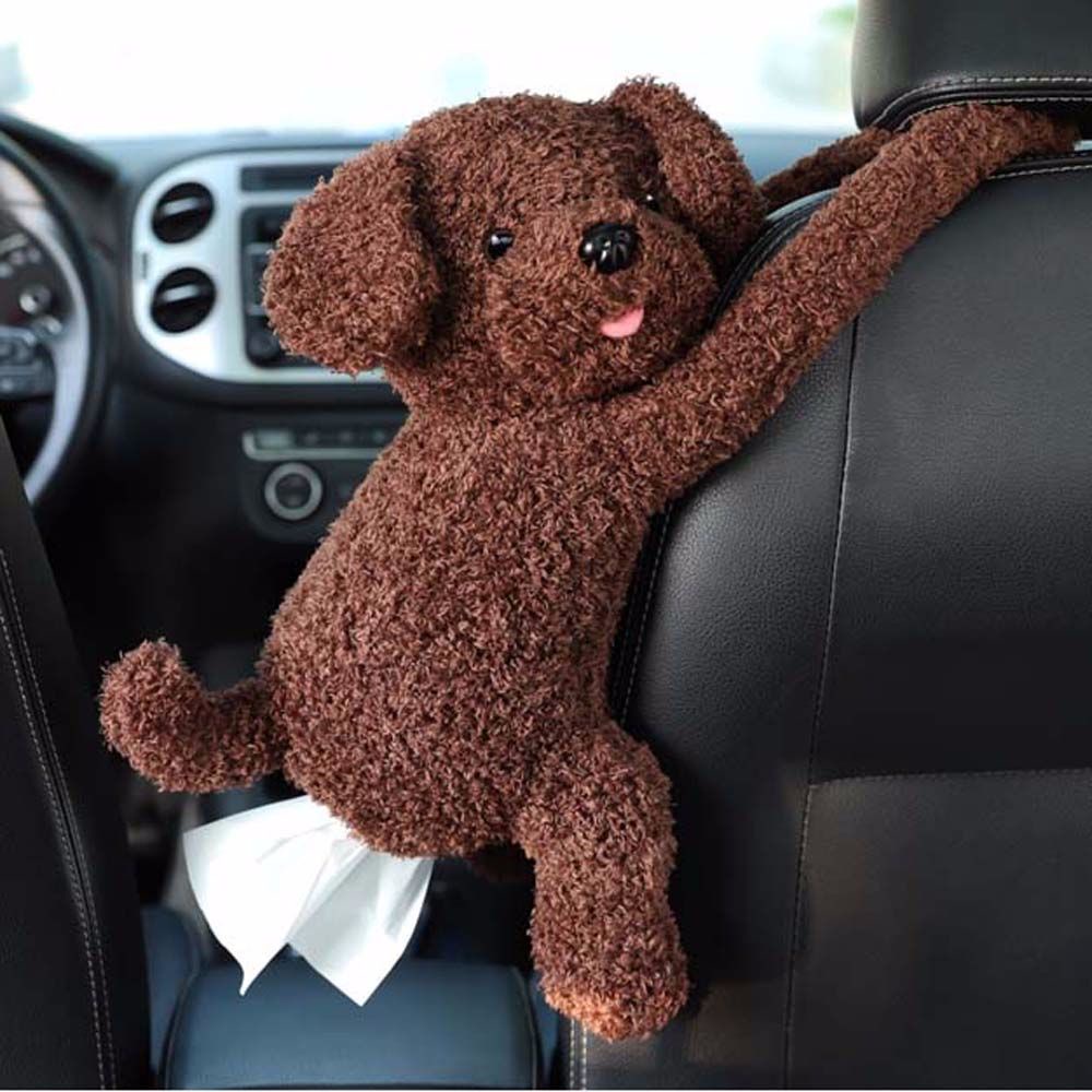 Hộp đựng khăn giấy hình thú nhồi bông xinh xắn nhiều màu gắn ghế ngồi ô tô