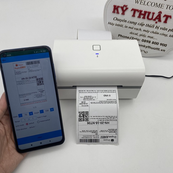 Máy in Bluetooth in đơn hàng, in tem, in vận đơn TMĐT khổ A7 PUTY PT-801BL