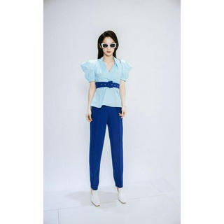 Áo peplum cổ V đắp tà