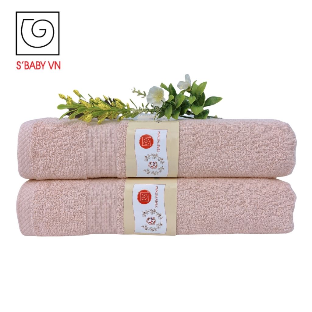 Combo 2 Khăn Tắm Cotton Cao Cấp S'BABY 60x120cm Từ Nguyên Liệu Tự Nhiên, An Toàn Cho Da - CB000006 (8936137960479)