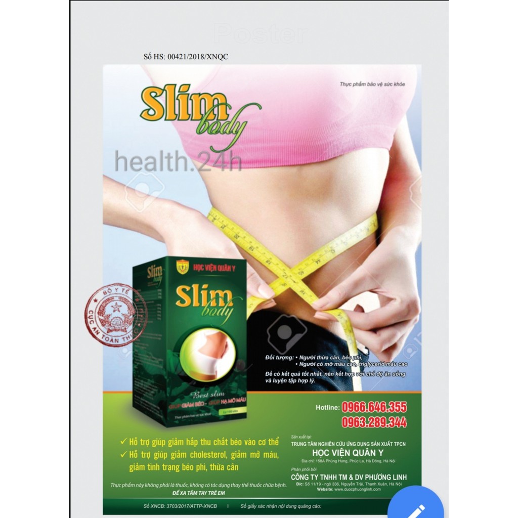 Liệu trình Giảm Cân hiệu Quả 1 Slimbody + 1 Trà Slimutea Học Viện Quân y