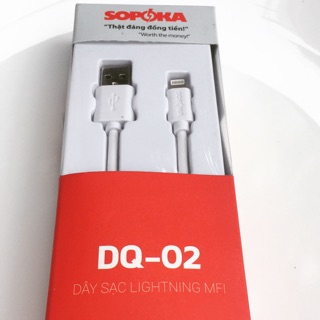 Dây sạc cho iphone, ipad, ipod sopoka bảo hành 1 năm - dq02