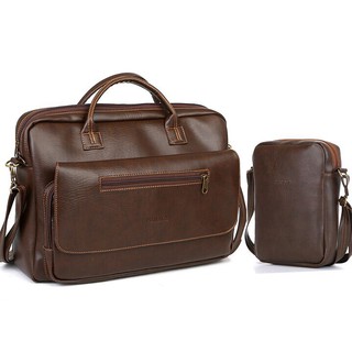 Bộ Túi Xách Laptop Da Cao Cấp A012 và Túi Da Đeo Chéo Nam A20 (Nâu)