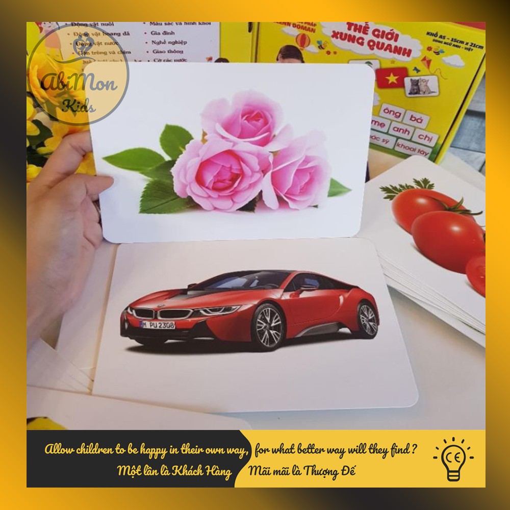 Bộ Thẻ Flashcards khổ A5 (size to nhất) ☘️ Học Tiếng Anh Cho Bé ✨ (Đồ chơi Gỗ - Giáo Dục - An toàn - Thông minh)