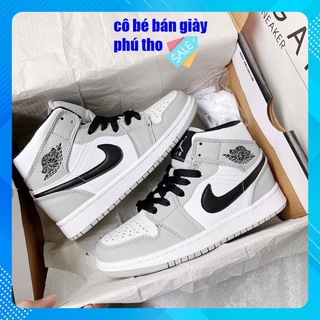 Giày Thể Thao Nam Nữ Xám Móc Đen Cổ Cao, Giày Nam Nữ Grey Cao Cổ Full Box Bill