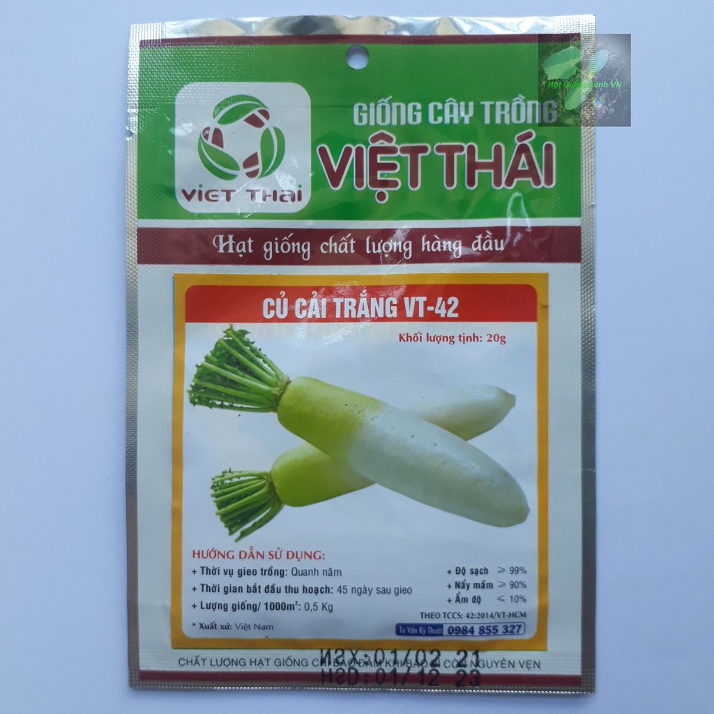 [Seeds] Hạt giống Củ Cải Trắng, đóng gói 20gr (khoảng 800 hạt), dễ trồng, năng suất cao