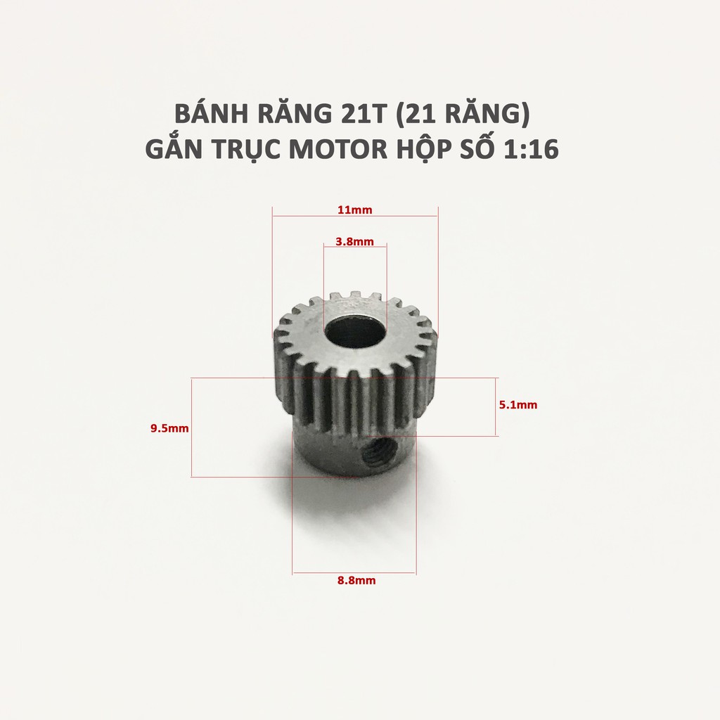 Bánh răng 21T gắn trục motor hộp số xe RC tỉ lệ 1/16 WPL, JJRC, MN