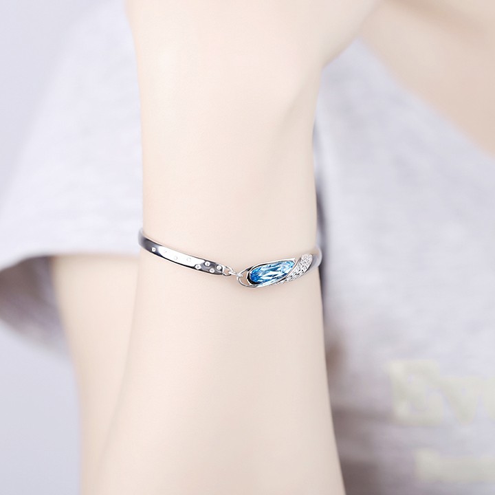 Lắc Tay Kiềng Nữ Bạc Ý S925 Huyền Thoại Biển Xanh LK-1330 Bảo Ngọc Jewelry